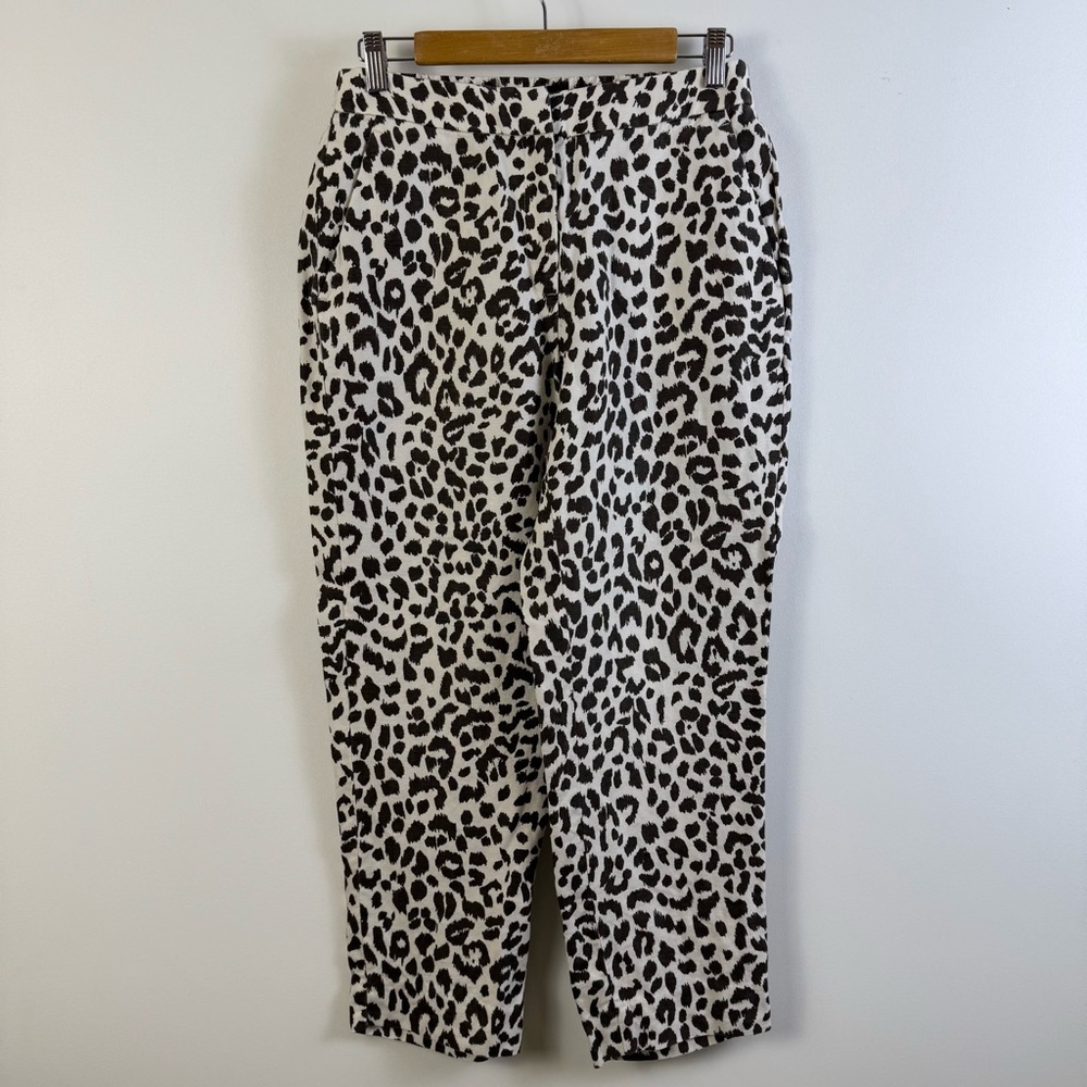 J.Crew Easy Pants Ivory Leopard Linen Lyocell Straight Taper Leg Trousers Size 6 - Picture 13 of 13